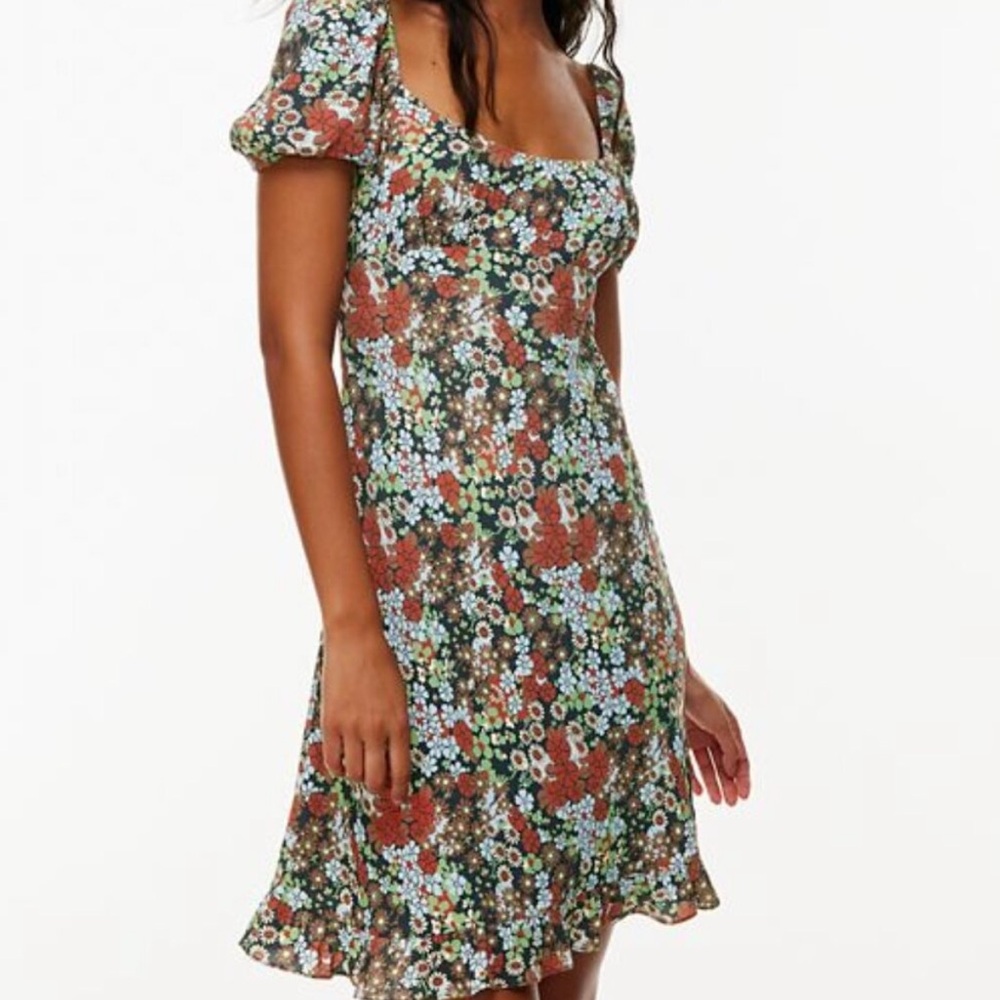 Sunday Best Aritzia Black Brown Green Blue Mariposa Sweet Floral Print Dress XS
